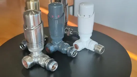 Ensemble de vannes de radiateur thermostatiques polies et chromées, avec vanne de verrouillage et Type d'angle de tête Trv